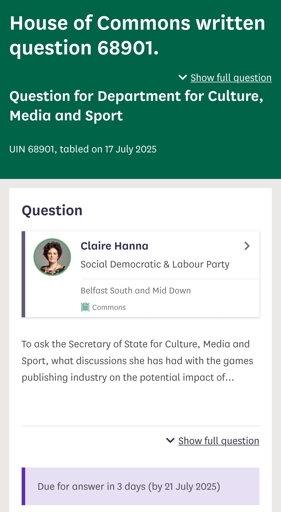 Screenshot of UK site displaying question regarding SKG