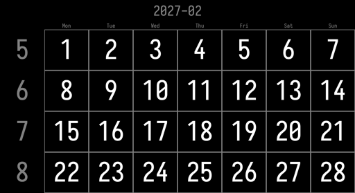 Calendar page for February 2027 showing 