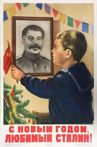 Soviet New Years card, a child is wishing Stalin a happy new year