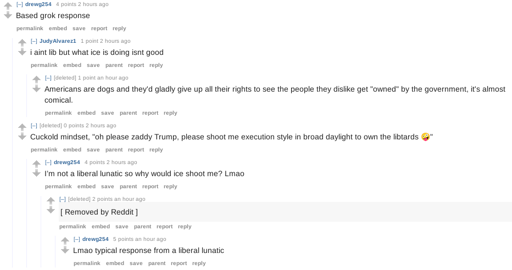 A screenshot of a removed reddit post with terrifying context