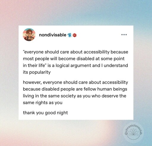 Good point. July is disability pride