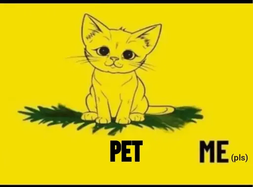 the "don't tread on me" flag but the snake is replaced by a kitty and the text was edited to "don't snack on me" and then edited to "pet me (pls)"