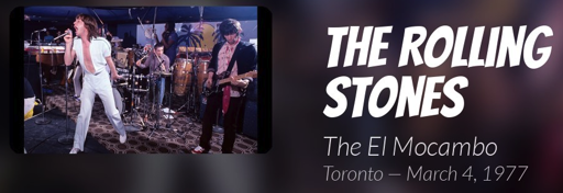Live recording of the Rolling Stones playing live in a small club in Toronto in 1977.
