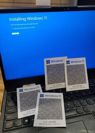 Installing windows using QR codes. Pure hell.